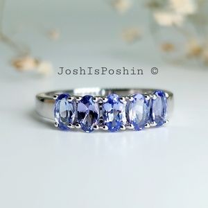 1.2CT. Natural Tanzanite anniversary band in sterling silver